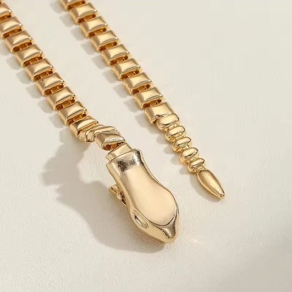 Gold Snake-Style Choker Necklace - Picture 4 of 6